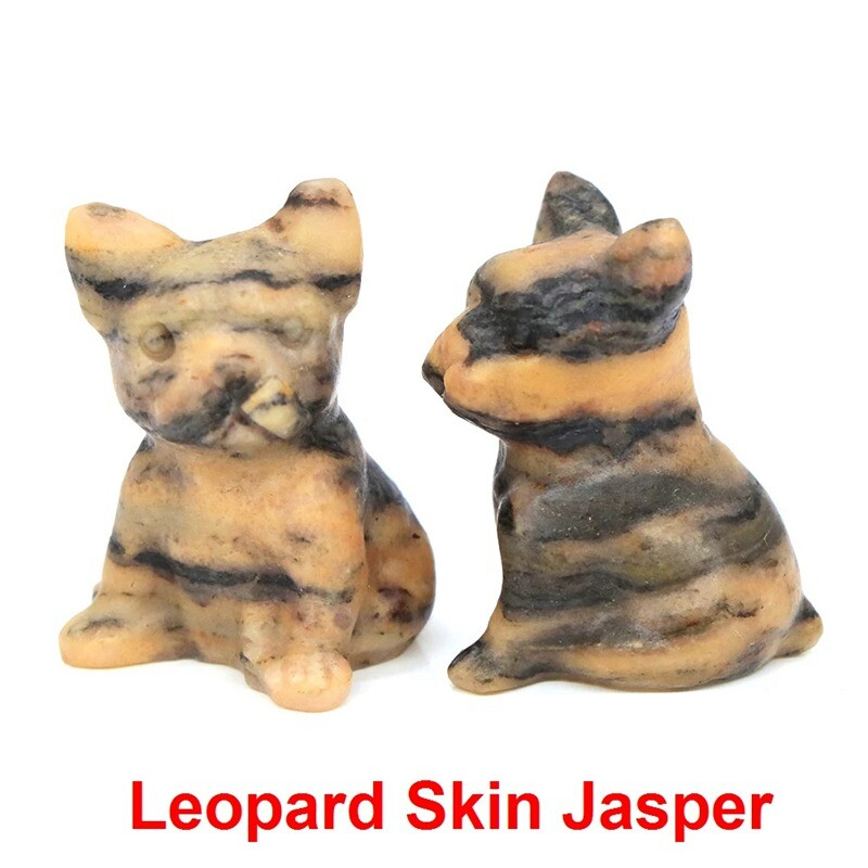 Natural Quartz Crystal Carved Rough Stone French Bulldog Healing Animal Decor