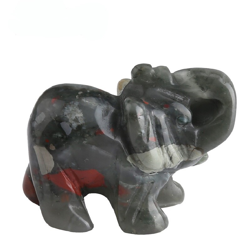 Natural Quartz Baby Elephant Stone Crystal Healing Carved Gemstone Animal Decor