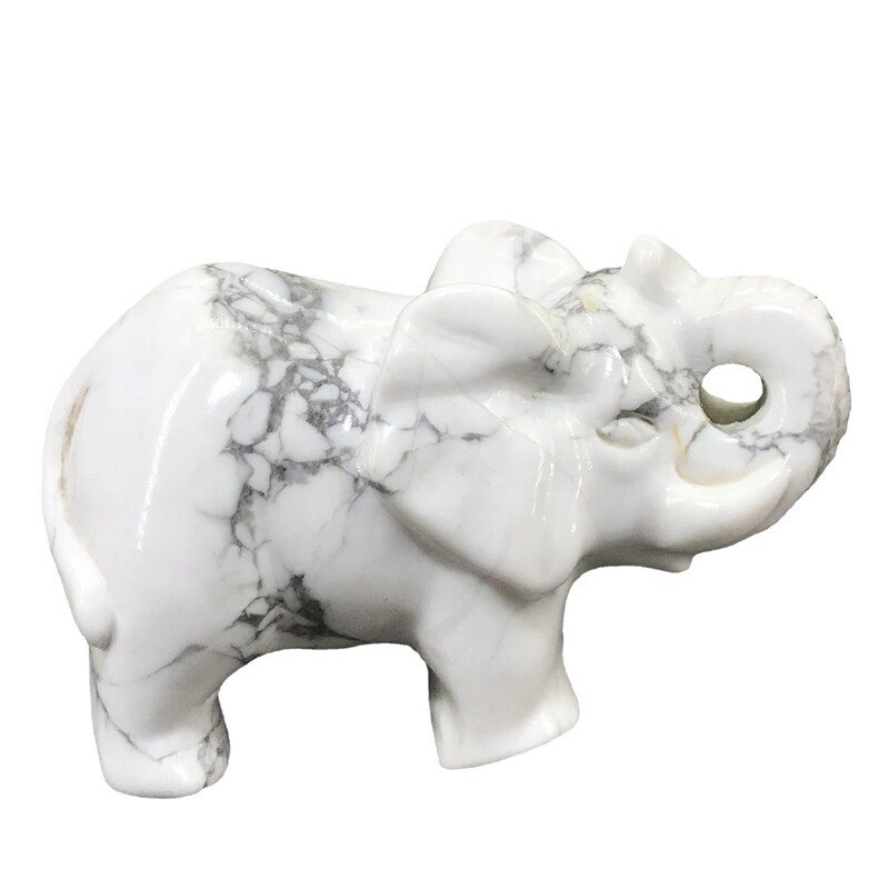 Natural Quartz Crystal Skull Carved Elephant Healing Gemstone Animal Sculpture