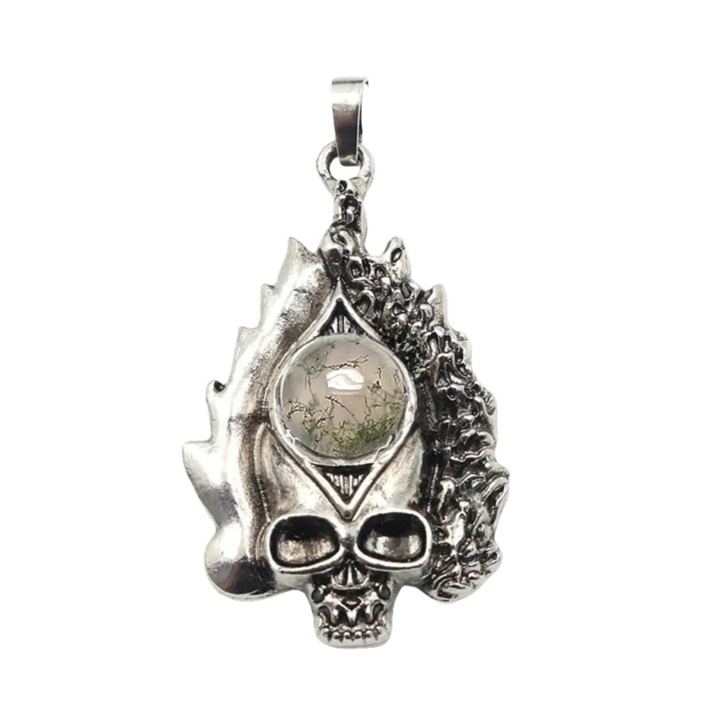 3P Fashion Gothic Skull Keychain Silver Skeleton Stone Pendant Keyring Jewelry