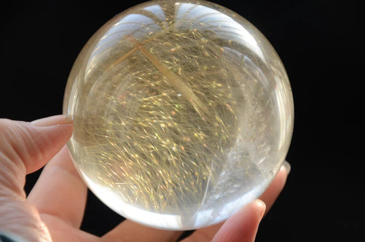 Museum Collection Tibetan High Altitude Gold Rutilated Ball Sphere Orb Gem 3.18'