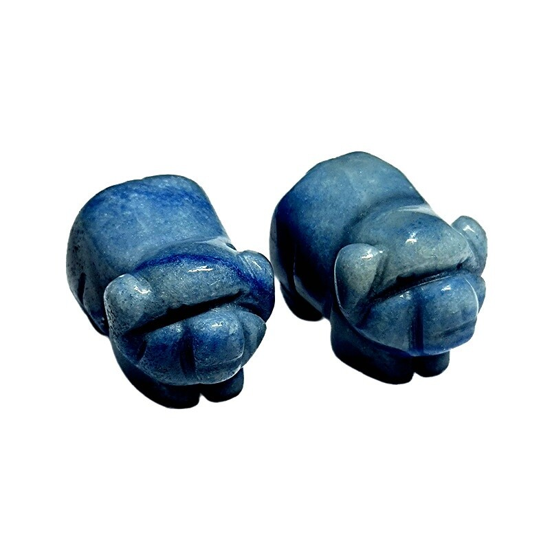 Natural Quartz Crystal Skull Carved Pig Healing Stone Wild Boar Piggy Animal Gem