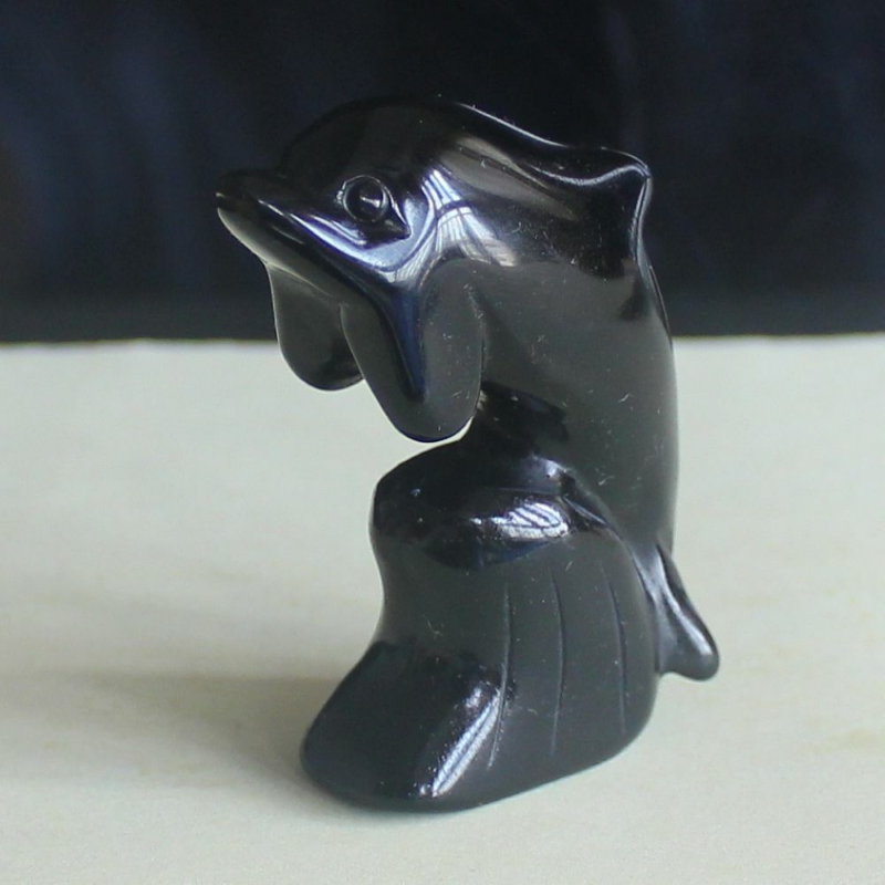 2'' Carved mixed gemstone crystal rose quartz opalite dolphin animal figurine