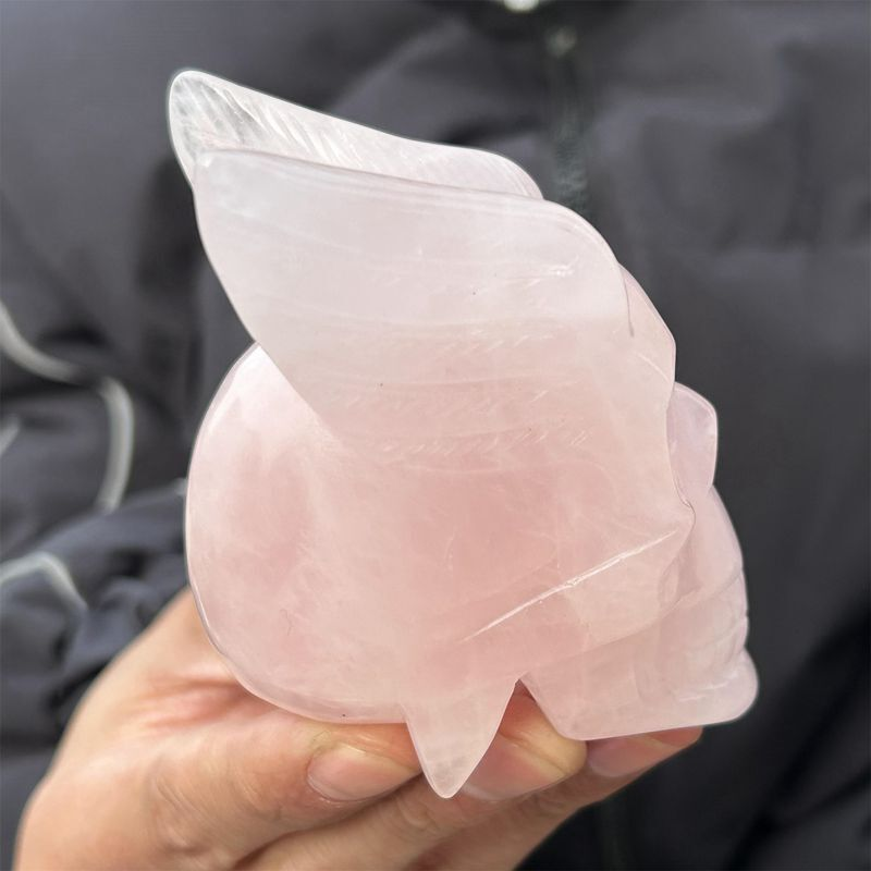0.3kg Natural rose quartz skull carved Quartz Crystal skull Energy Healing