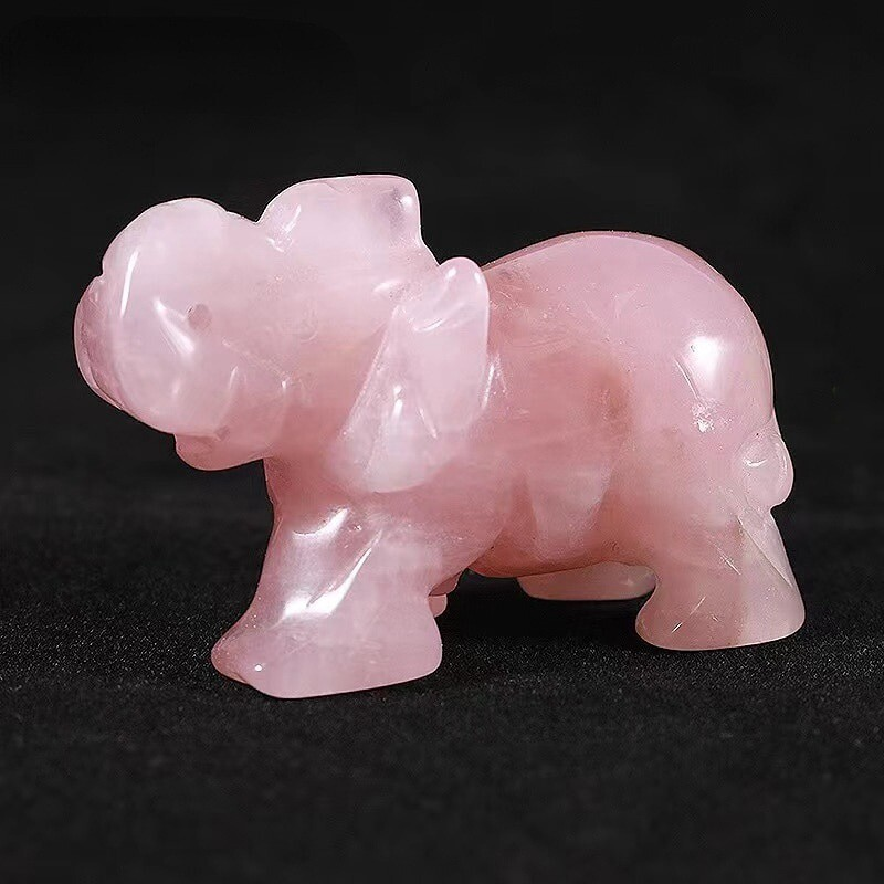 Natural Quartz Baby Elephant Stone Crystal Healing Carved Gemstone Animal Decor