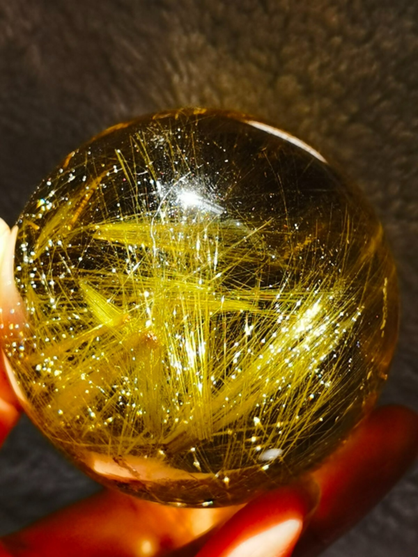 Museum Collection Tibetan High Altitude Gold Rutilated Ball Sphere Orb Gem 2.4'