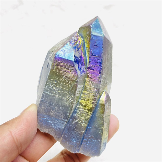 310g Color Flame Aura Electroplate Quartz Crystal Cluster Specimen Healing Stone