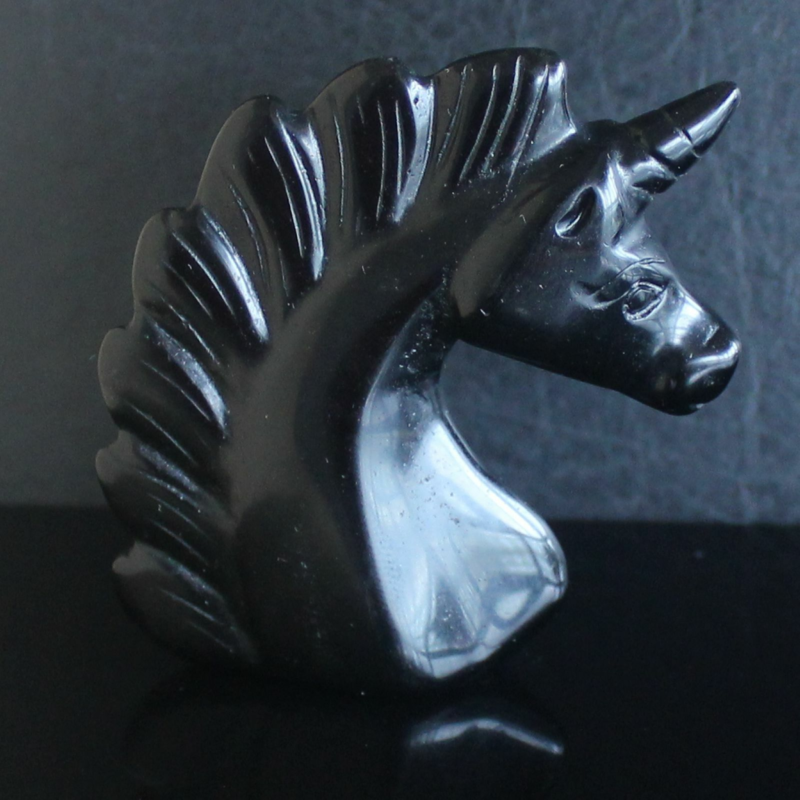 HLbshi Hand Carved Mixed Gemstone quartz crystal Unicorn animal Figurine Carving