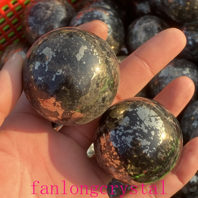 1pc Natural Pyrite Carved sphere quartz crystal Ball Reiki Healing 40mm+