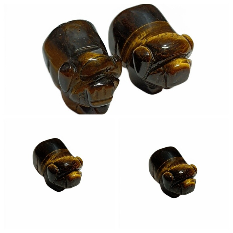 Natural Quartz Crystal Skull Carved Pig Healing Stone Wild Boar Piggy Animal Gem