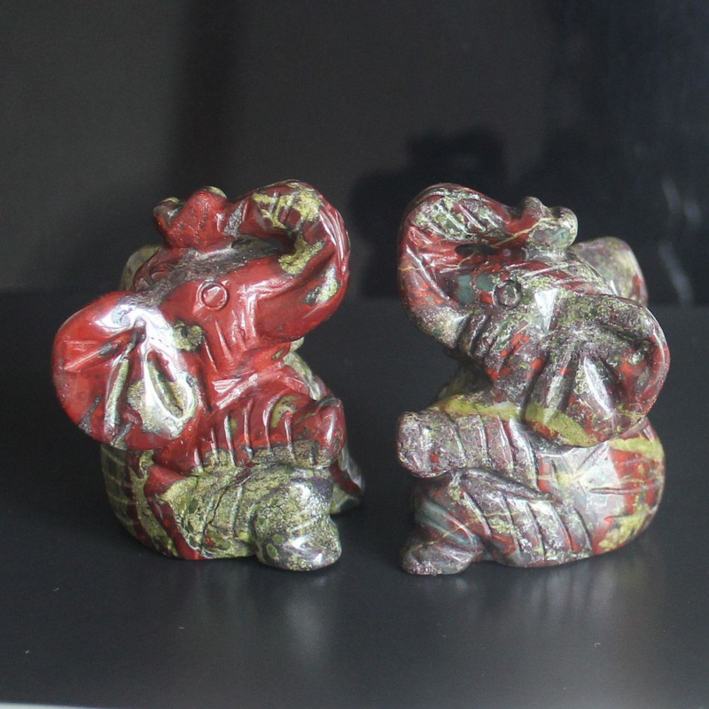 Carved gemstone crystal sitting elephant figurine animal carving home decor 2''