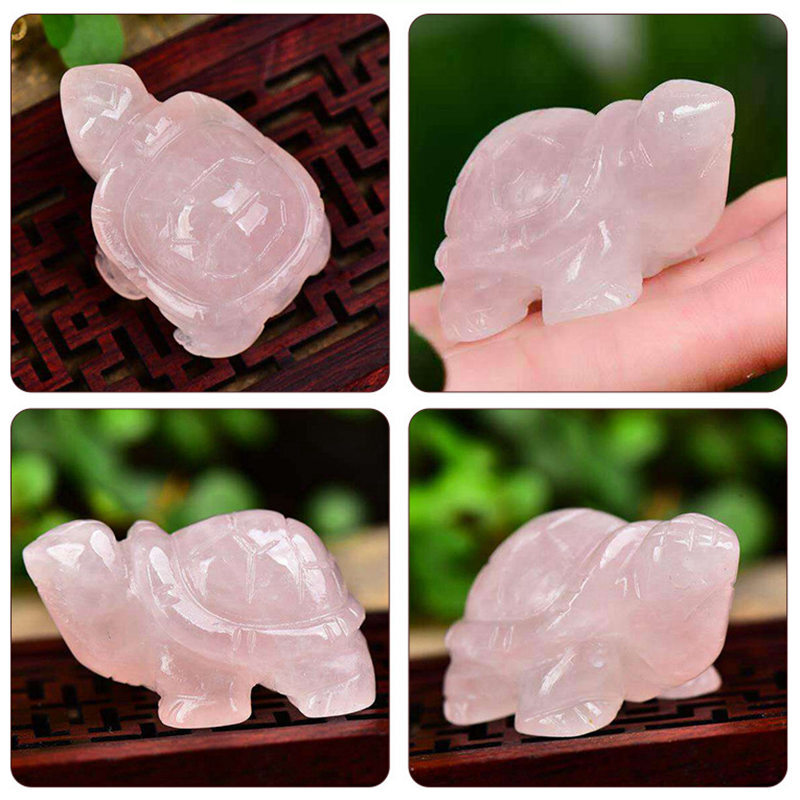 Natural Quartz Carved Longevity Tortoise Crystal Healing Gemstone Animal Turtle