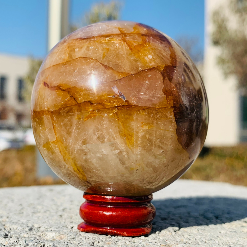 270g Natural Yellow Gum Flower Ball Crystal Sphere Quartz Healing