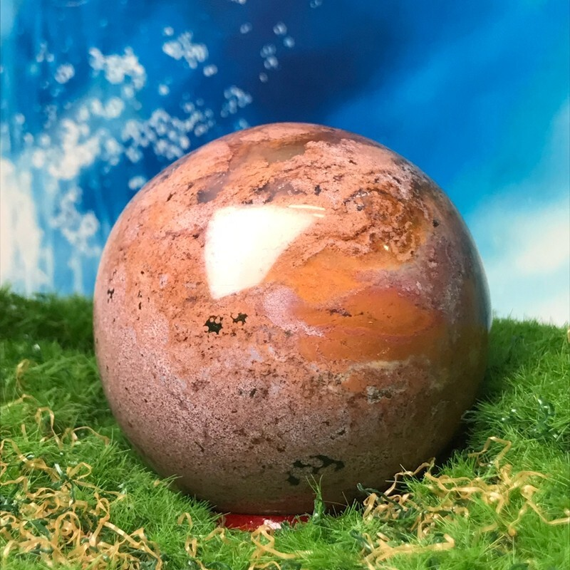 262GNatural Marine Jasper Quartz Ball Crystal Ball Mineral Sample Restoration