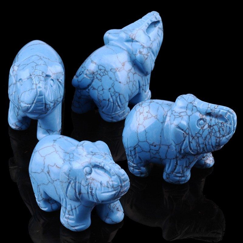 Natural Quartz Crystal Skull Carved Elephant Healing Gemstone Animal Sculpture