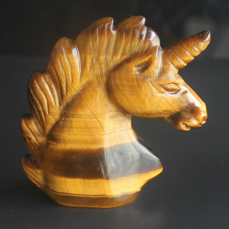 HLbshi Hand Carved Mixed Gemstone quartz crystal Unicorn animal Figurine Carving