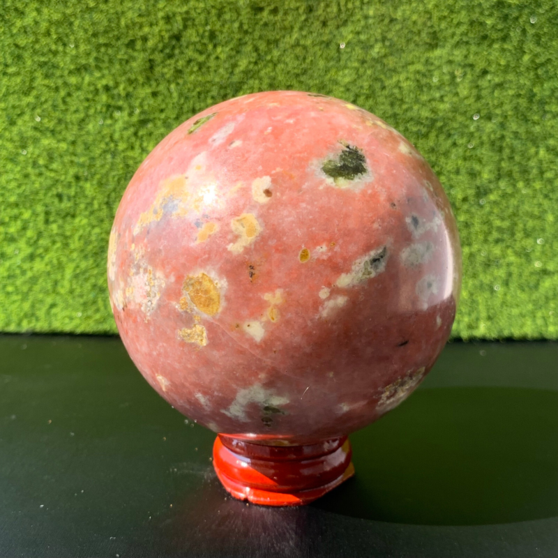 512GNatural Peach Blossom Tourmaline Quartz Ball Crystal Ball Reiki Repair