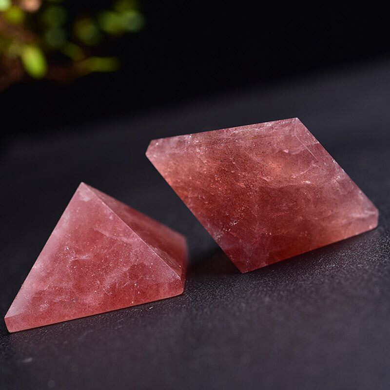 1Pc Natural Strawberry Quartz Energy Tower Crystal Chakra Healing Rock Pyramid