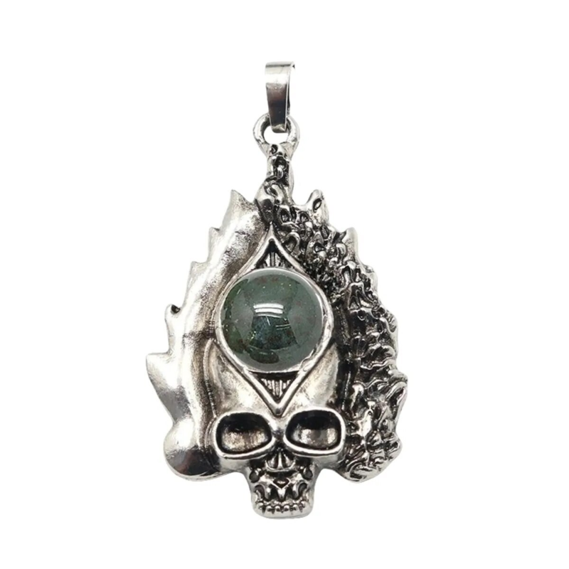 3P Fashion Gothic Skull Keychain Silver Skeleton Stone Pendant Keyring Jewelry