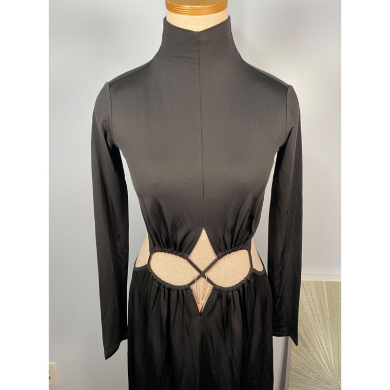 NWT Cult Gaia Black Pippa Cutout Jersey Maxi Gown Size XS
