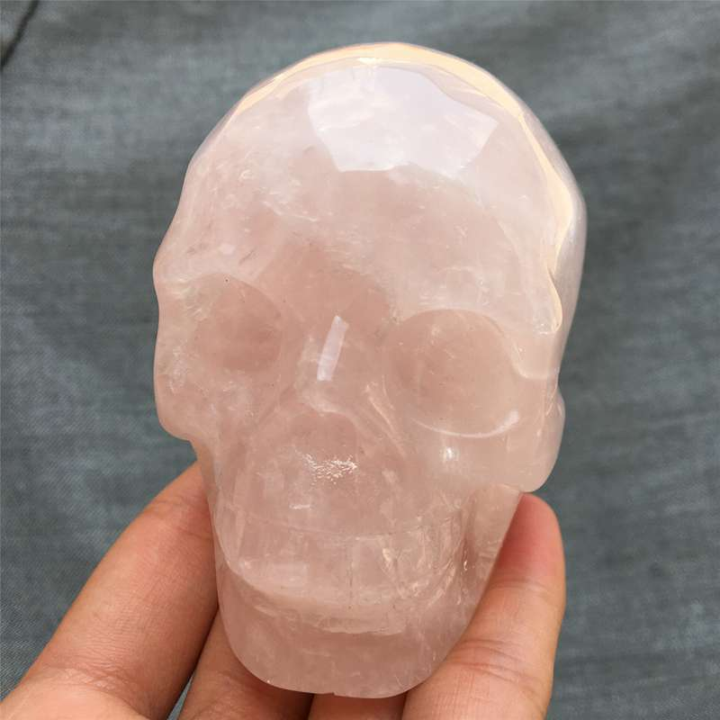 0.55kg Natural rose quartz skull carved Quartz Crystal skull Healing