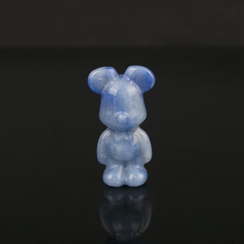 Natural Quartz Crystal Gloomy Little Bear Healing Gemstone Skull Carved Animal