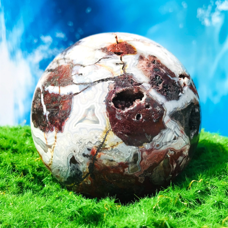 619G Rare Natural Mexican stone Quartz Sphere Crystal Ball Specimen Healing