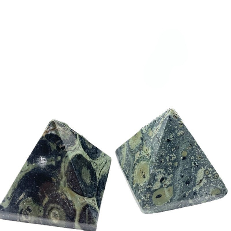 Natural Malachite Stone Peacock Eye Pyramid Quartz Crystal Gemstone Energy Tower