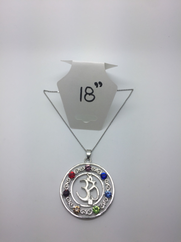 New Trendy 7 Chakra Rainbow Meditation Balance Necklace 18” Om Symbol