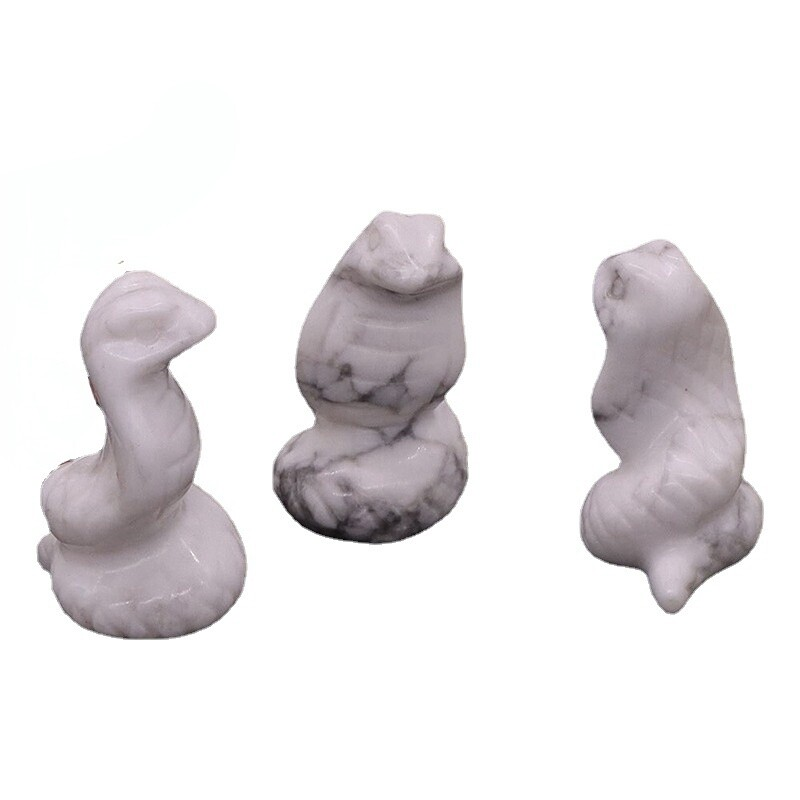 Natural Quartz Crystal Carved Snake Viper Healing Stone Cobra Animal Decor Reiki
