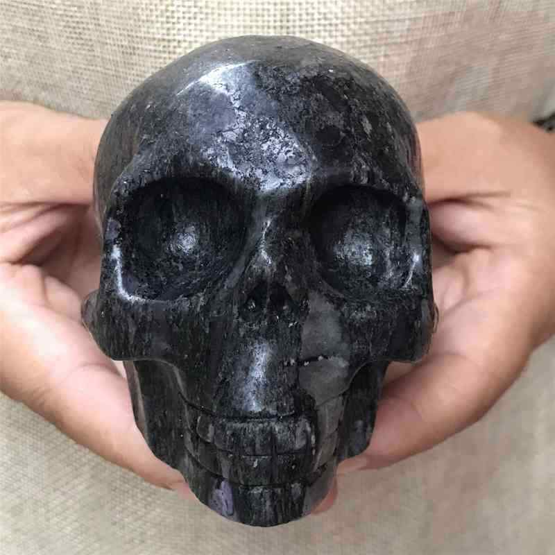 0.57kg Natural black jade quartz skull carved Quartz Crystal skull Healing