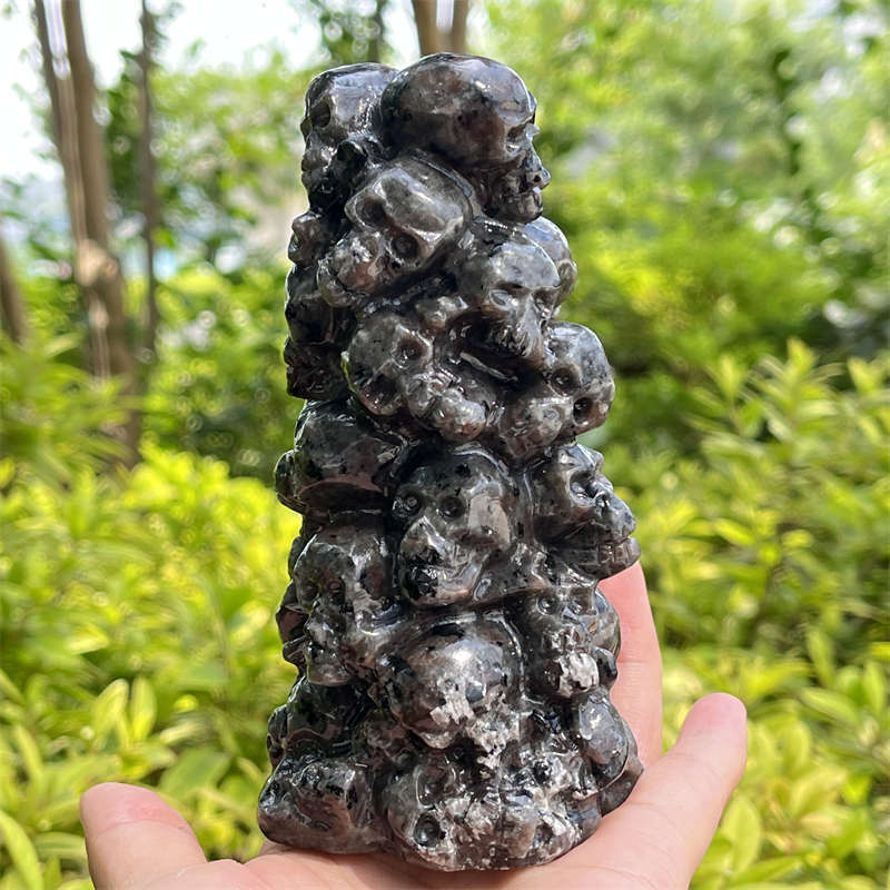 500g+ Natural yooperlite hell skull carved Quartz Crystal skull Energy Healing