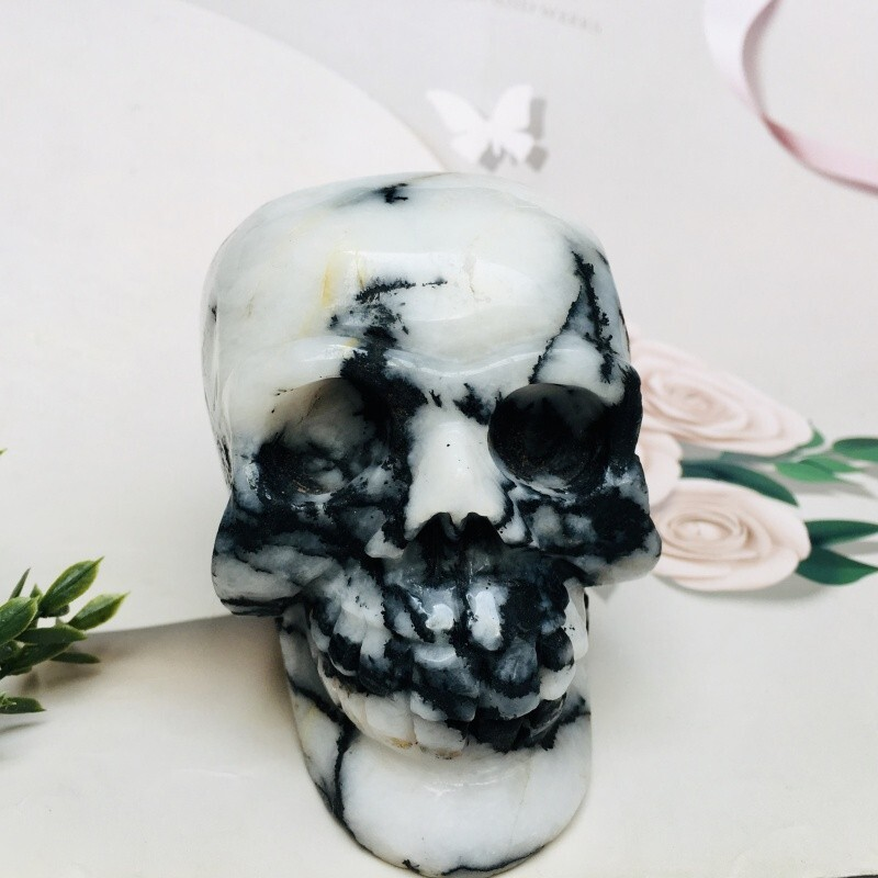 0.703kgBlack tourmaline skull home decoration product crystal