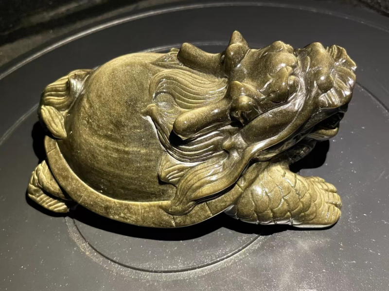 3.08LB Natural Quartz gold obsidian Skull Hand Carving Crystal Skull Reiki