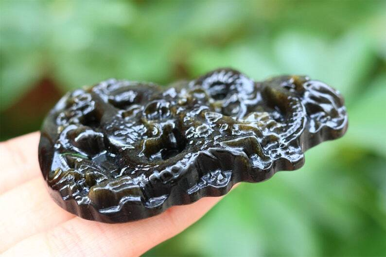 2.3" Natural Carved Gold Obsidian Dragon Reiki Crystal Skull Decor gift 1PC