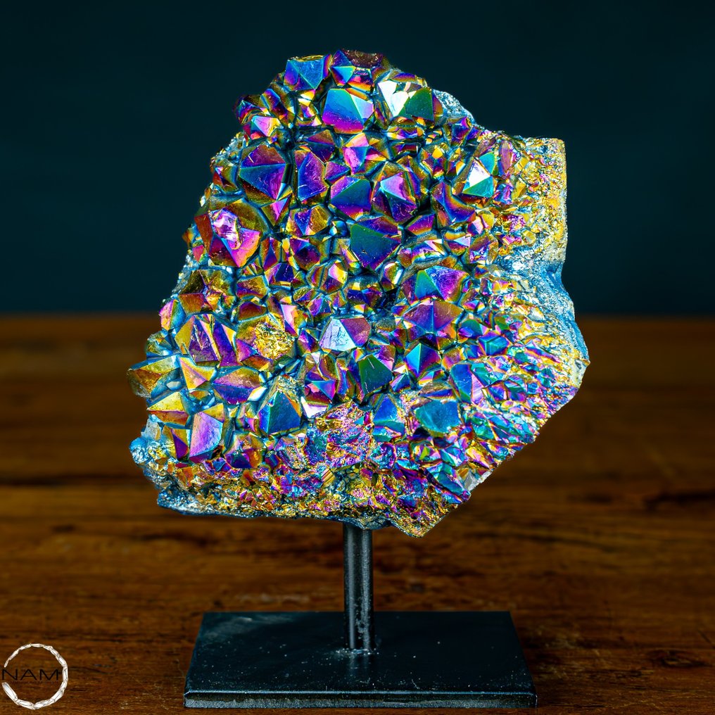 Very Rare AAA+++ Rainbow Aura Amethyst - Quartz on stand- 600g
