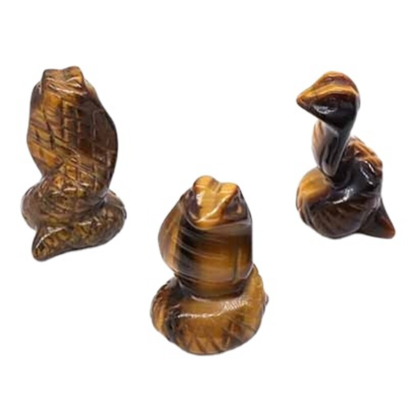 Natural Quartz Crystal Skull Carved Snake Healing Stone Viper Cobra Animal Decor