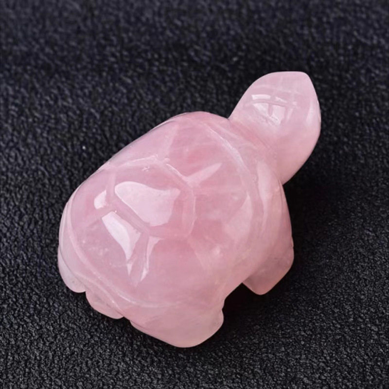 5x Natural Rose Quartz Carved Longevity Tortoise Crystal Animal Turtle Ornaments