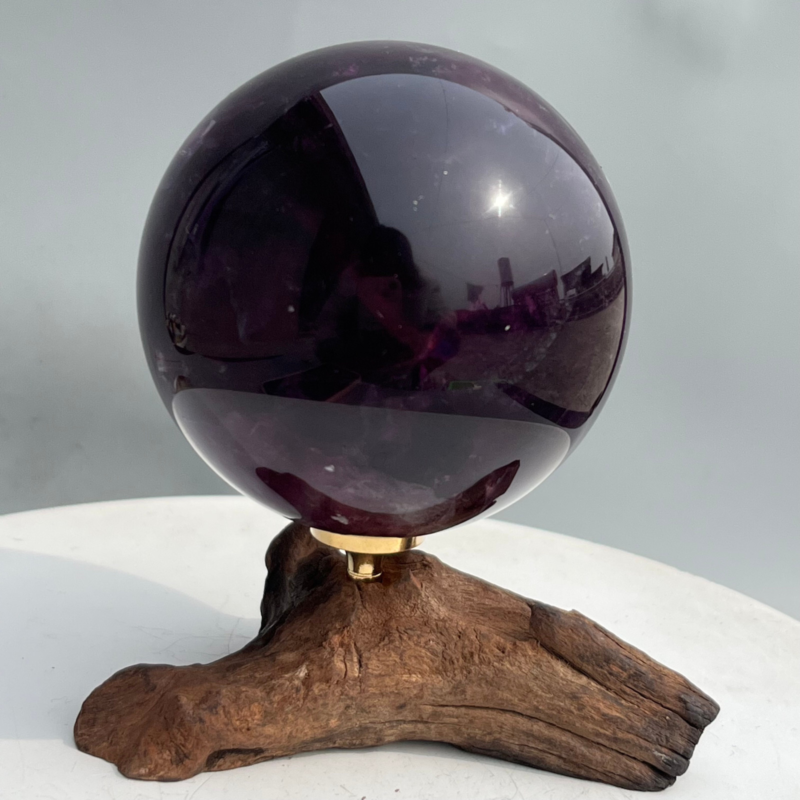 580g Natural Fluorite ball Colorful Quartz Crystal Gemstone Healing + Stand