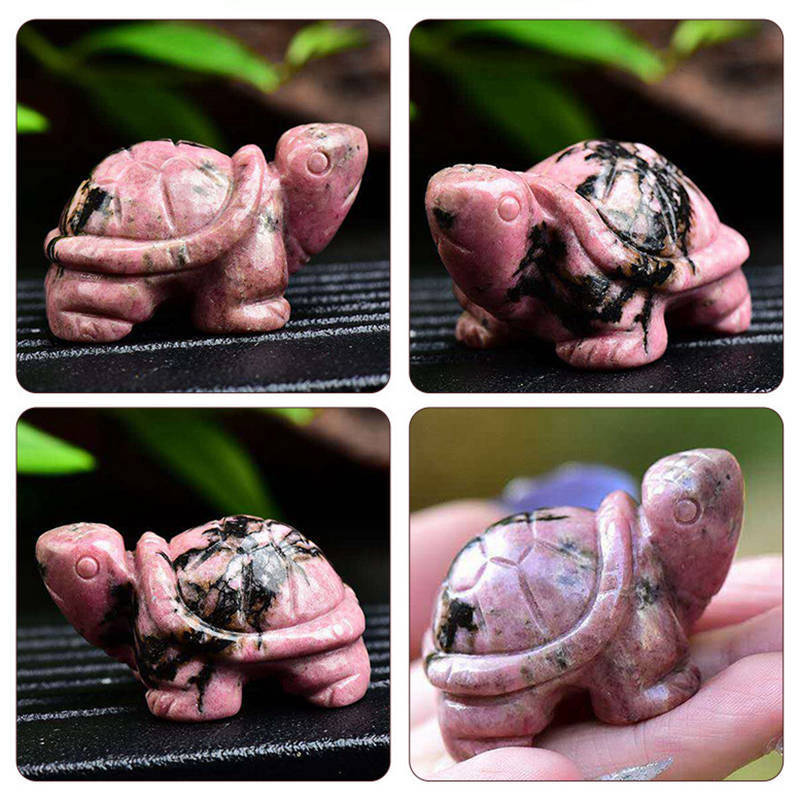 Natural Quartz Crystal Longevity Chakra Healing Stone Carved Turtle Animal Reiki