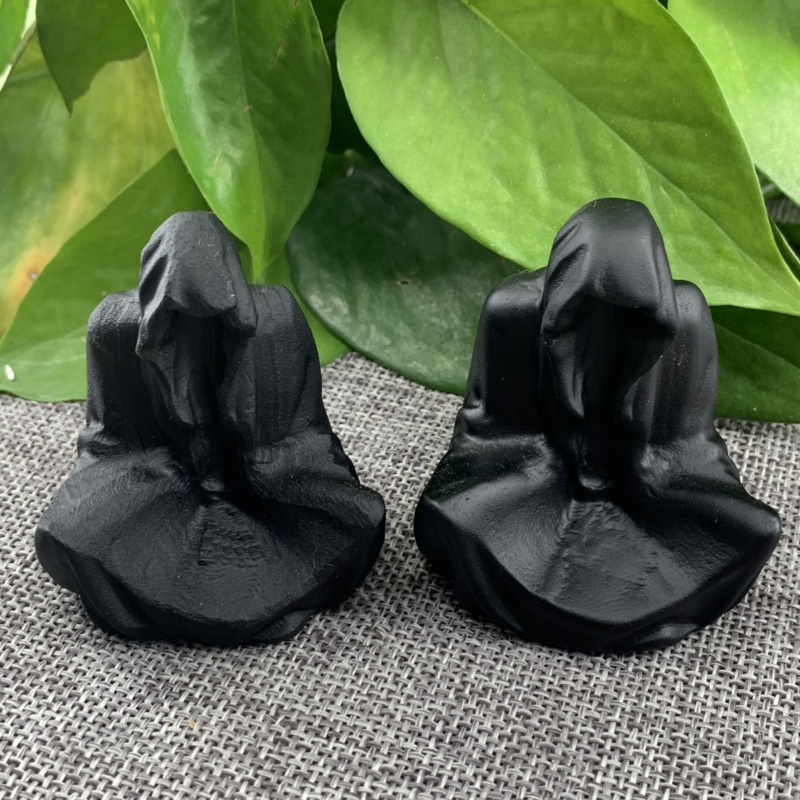 2" Natural Obsidian Quartz Carved Quartz Crystal Skull Reiki Healing Gift 1pc