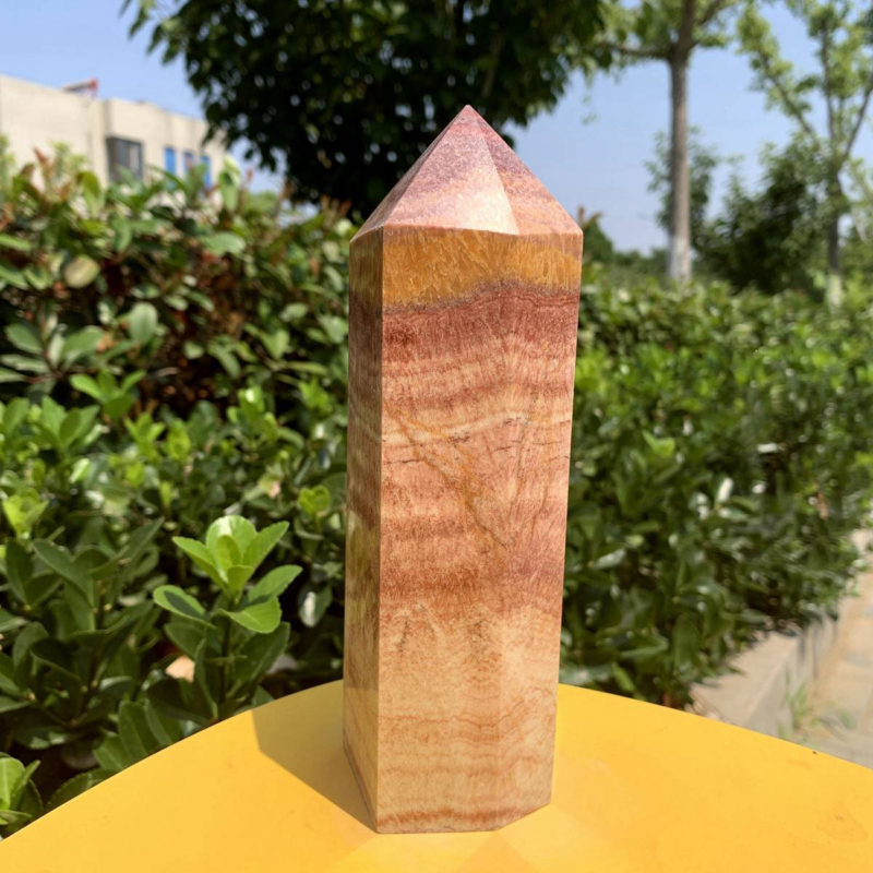 1084g Natural Pork Stone Quartz Obelisk Crystal Wand Point Tower Reiki Healing
