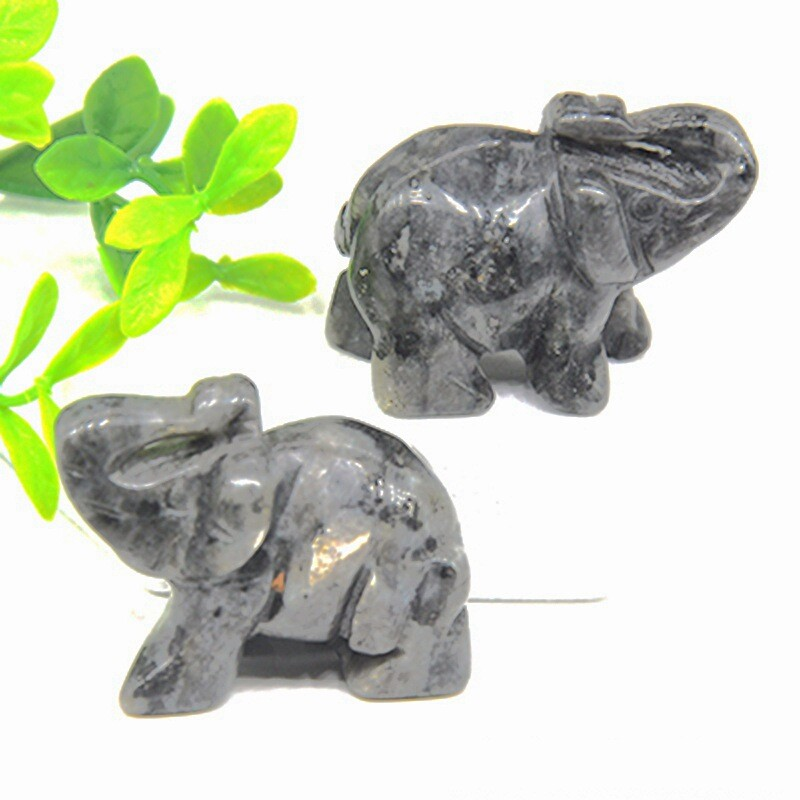 Natural Quartz Baby Elephant Stone Crystal Healing Carved Gemstone Animal Decor