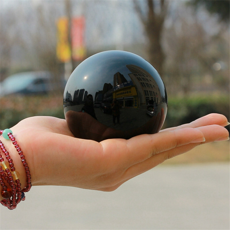 80MM Large Natural Black Obsidian Crystal Sphere Ball Healing Rock Stone + Stand