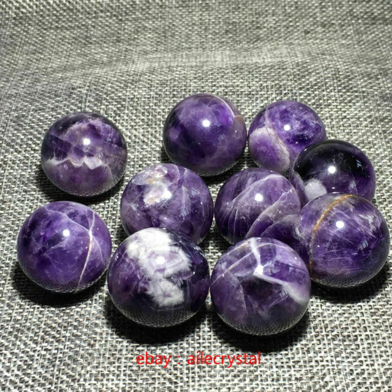 Natural Dreamy Amethyst Sphere Quartz Crystal Ball Reiki Healing 5PCS