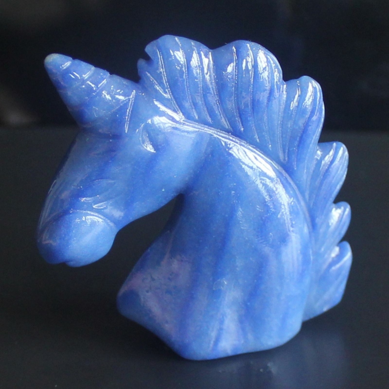 HLbshi Hand Carved Mixed Gemstone quartz crystal Unicorn animal Figurine Carving