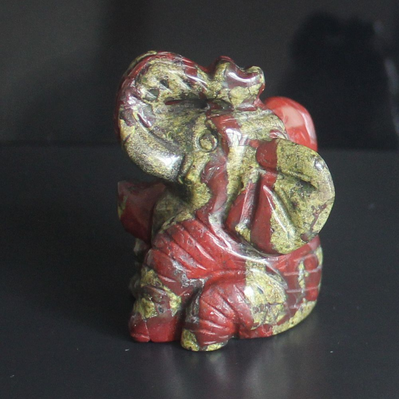 Carved gemstone crystal sitting elephant figurine animal carving home decor 2''