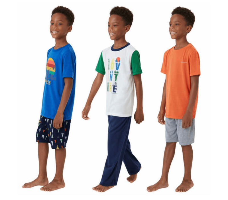 Eddie Bauer Kids Comfy 6 pc Pajama Set Orange Boy's Sz S 7/8 NWT