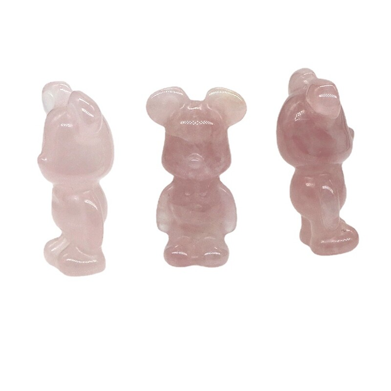 Natural Quartz Crystal Gloomy Little Bear Healing Gemstone Skull Carved Animal