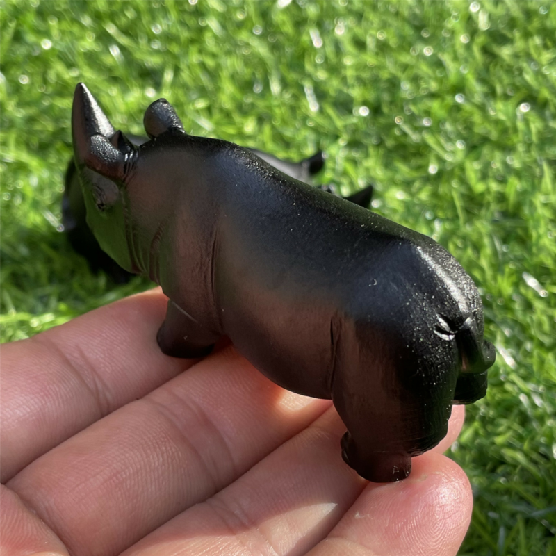 2.3“ Natural rhino Carved Quartz Crystal Obsidian Skull Healing care 1PC